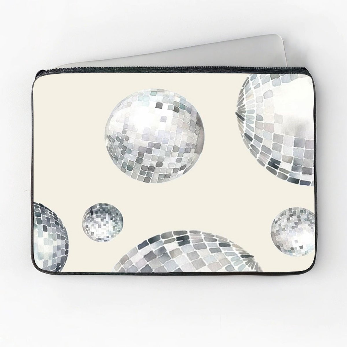 Image of Geschikt voor Laptophoes 14 Inch Disco ballen opdruk - Laptopsleeve 14 Inch - Binnenmaat 23 x 33 cm