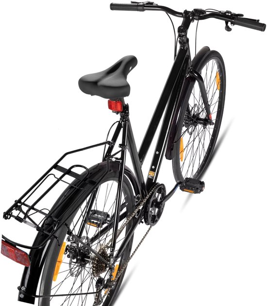 Stadsfiets 71 cm - Voor dames en heren voor woon-werkverkeer en dagelijks gebruik - Met 7 versnellingen, spatborden en bagagedrager - Wit aluminium frame — afbeelding 4