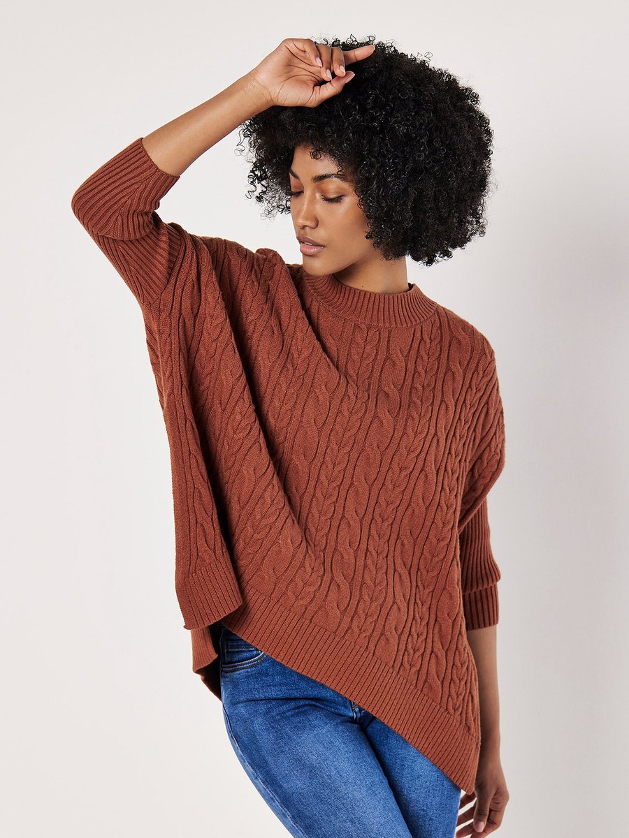 Oversized trui met kabelpatroon