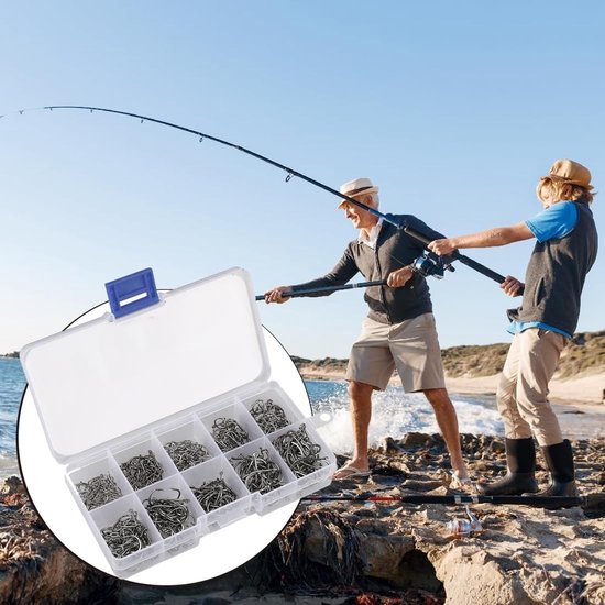 Vishaakjes - Weerhaakenset - 500 Stuks - Koolstofstaal - Diverse Maten - Ideaal voor Zoet en Zout Water - Perfect voor Hengelsport — afbeelding 3