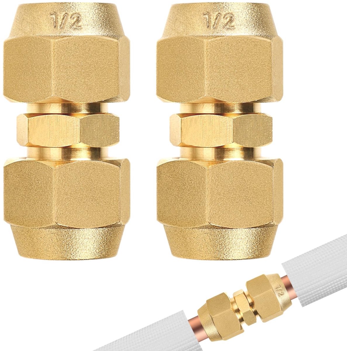 Solidchoice - 2 Stuks Koperen Buiskoppelingen voor Airconditioning