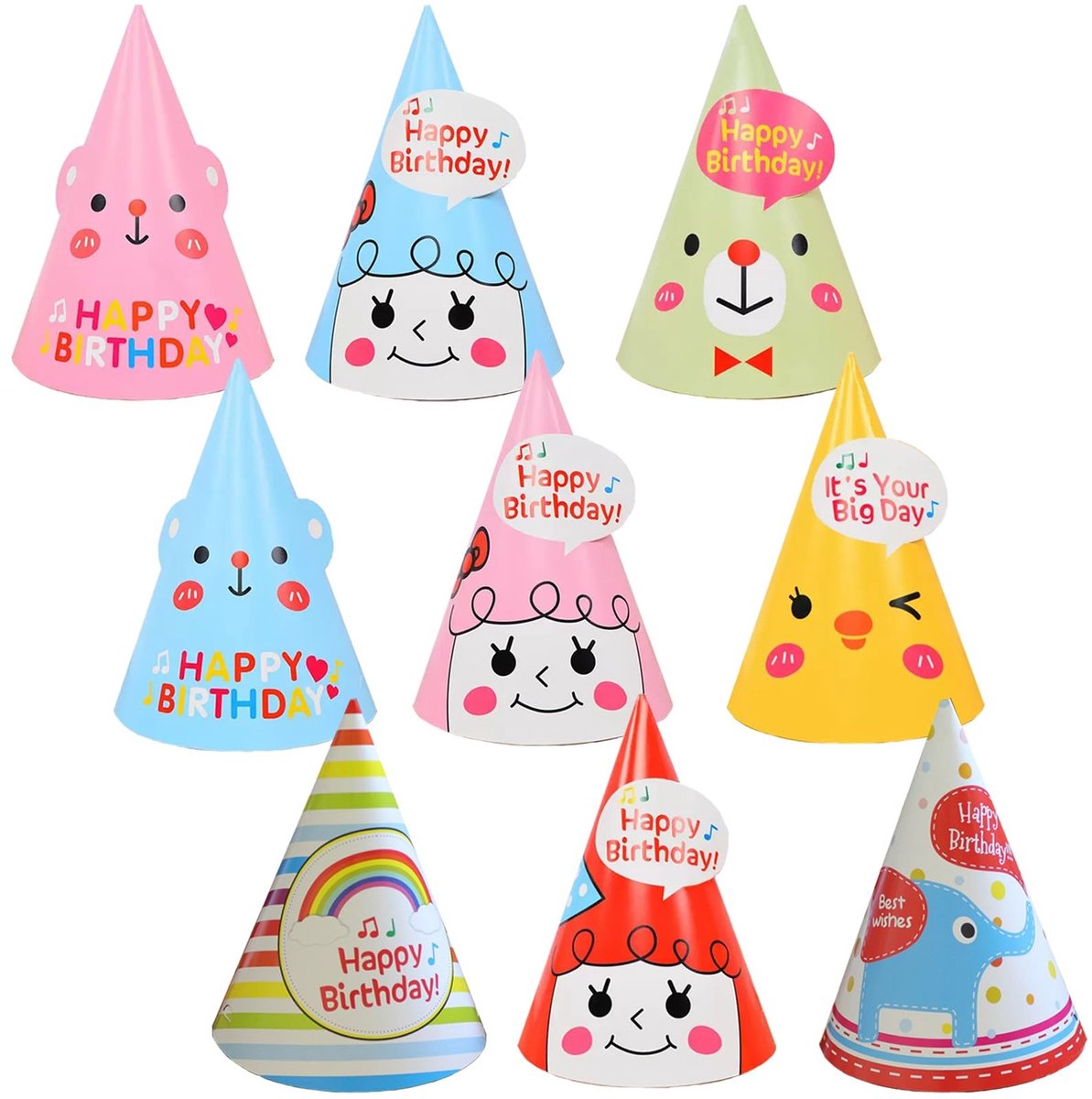 Solidchoice - Kegelhoeden voor Feestjes - 18 Stuks voor Kinderen en Volwassenen