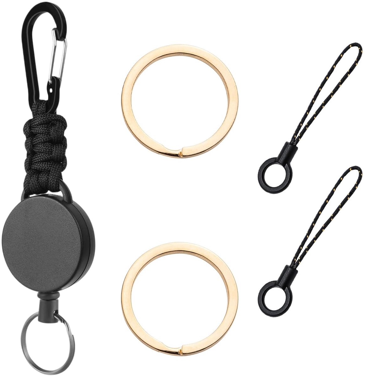 Solidchoice - Intrekbare Sleutelhanger met Karabijnhaak en 60 cm Staalkabel