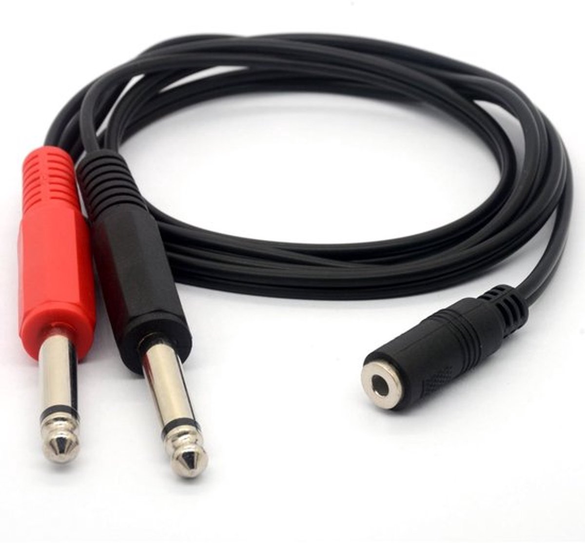 3.5mm Stereo Y Splitter Kabel naar 2x 1/4" Mono Stekker voor Audio en Gitaarversterker Verbinding