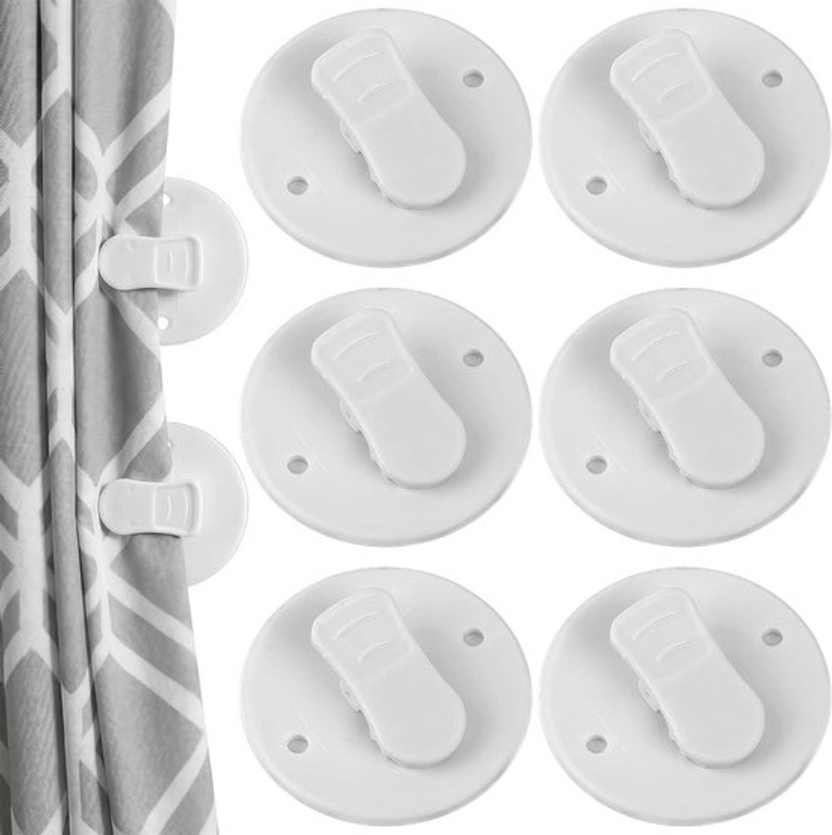 Magnetische zelfklevende clips voor douchegordijnen, 6 stuks voor eenvoudige installatie en spatbescherming