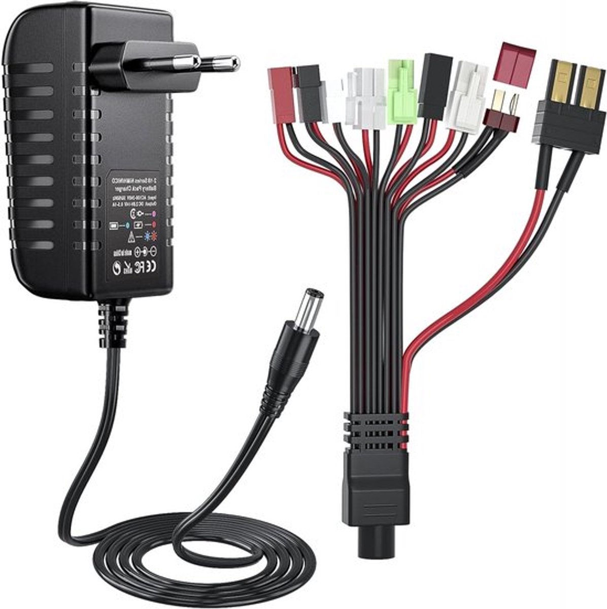 Oplaadbare NIMH/NICD Batterijlader voor 2-10s 2.4V-12V Accu's met 9 Universele Adapters voor Auto, Boot en Drone