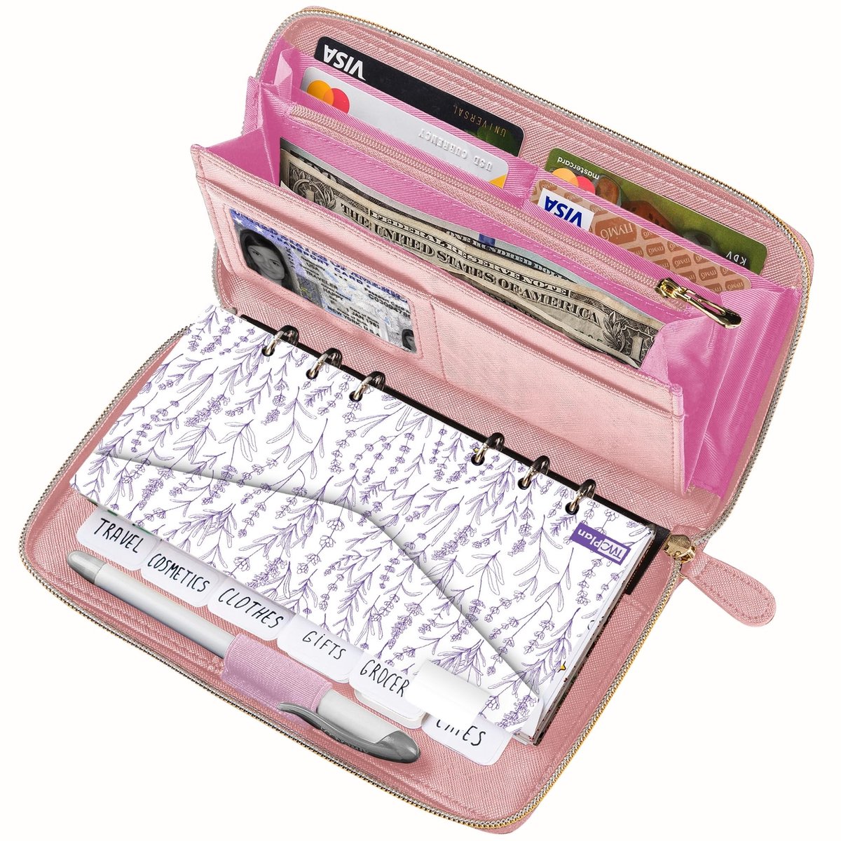 Solidchoice - Budget Systeem Cash Envelope Wallet - Roze met 12 Enveloppen