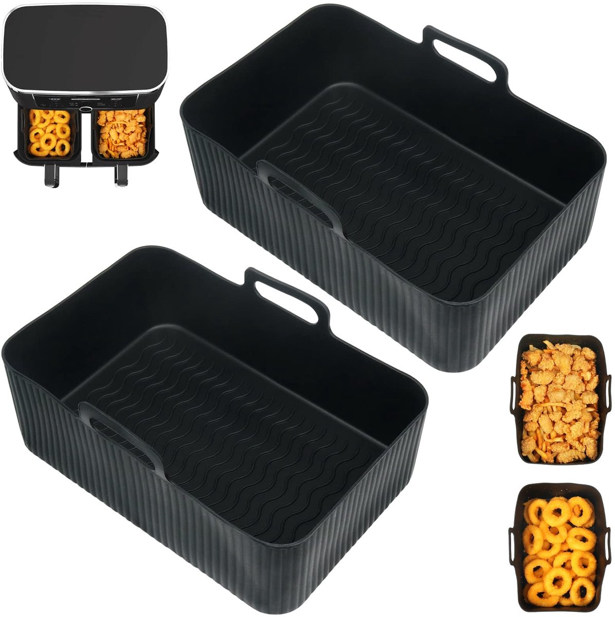 Solidchoice - Siliconen Air Fryer Liners voor Dubbele Air Fryer