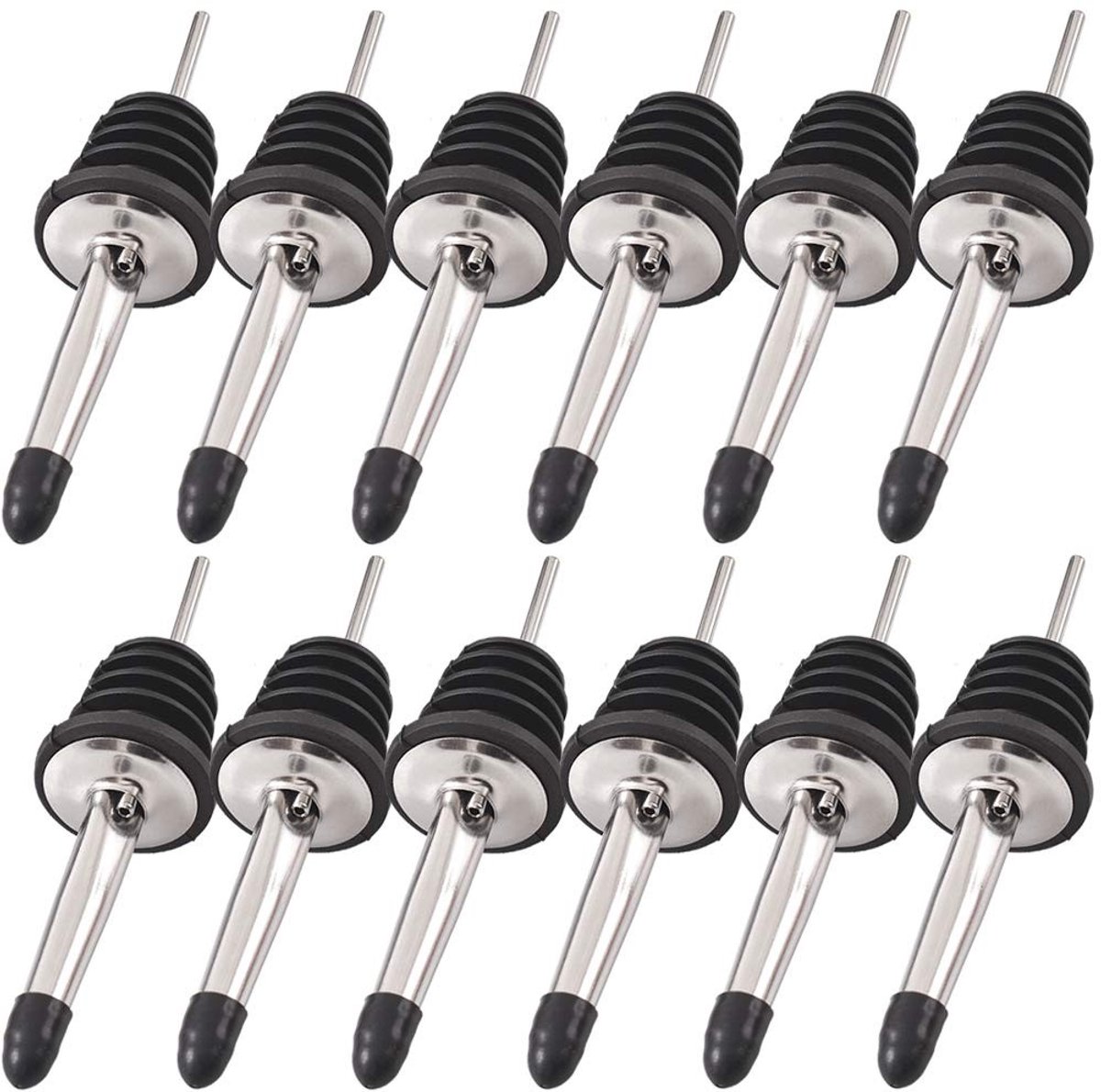 Solidchoice - Set van 12 Flesgieters met Rubber Stofkapjes