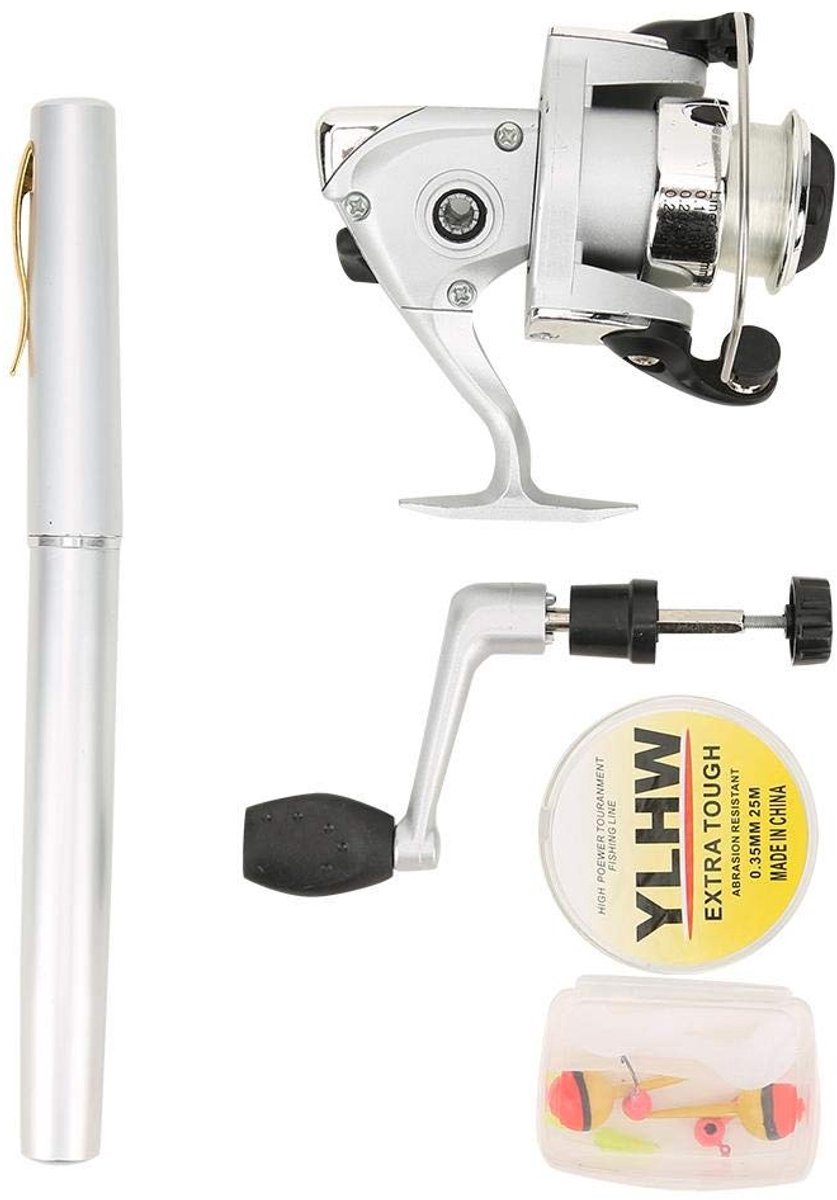 Solidchoice - Mini Telescopische Visspullen in Penformaat met Spinning Reel