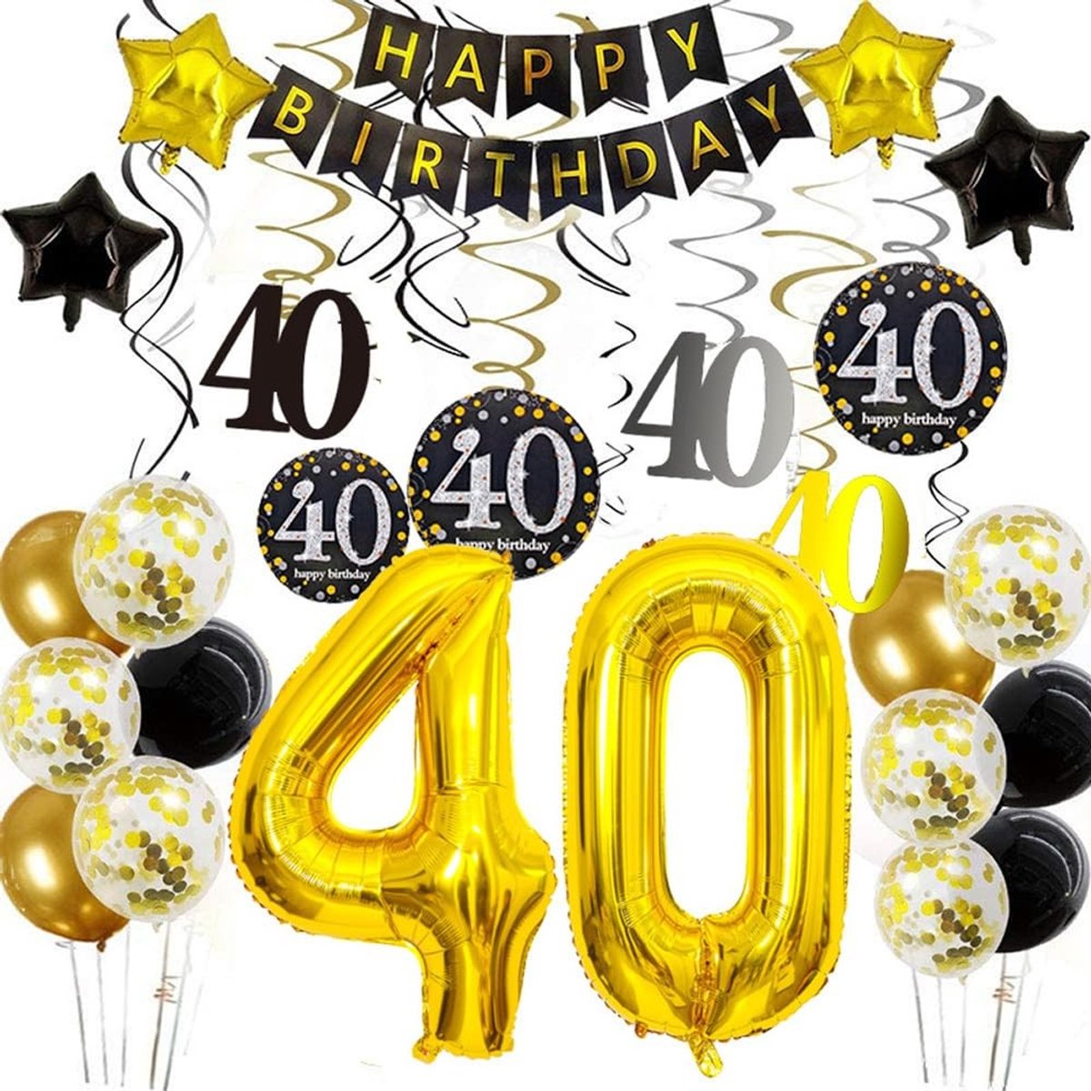 Solidchoice - Feestdecoratie Set voor 40ste Verjaardag met Ballonnen en Banner