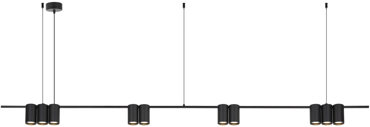 ISE hanglamp in zwart, 10x GU10-fitting (lamp niet inbegrepen), lengte 180 cm, Deco collectie