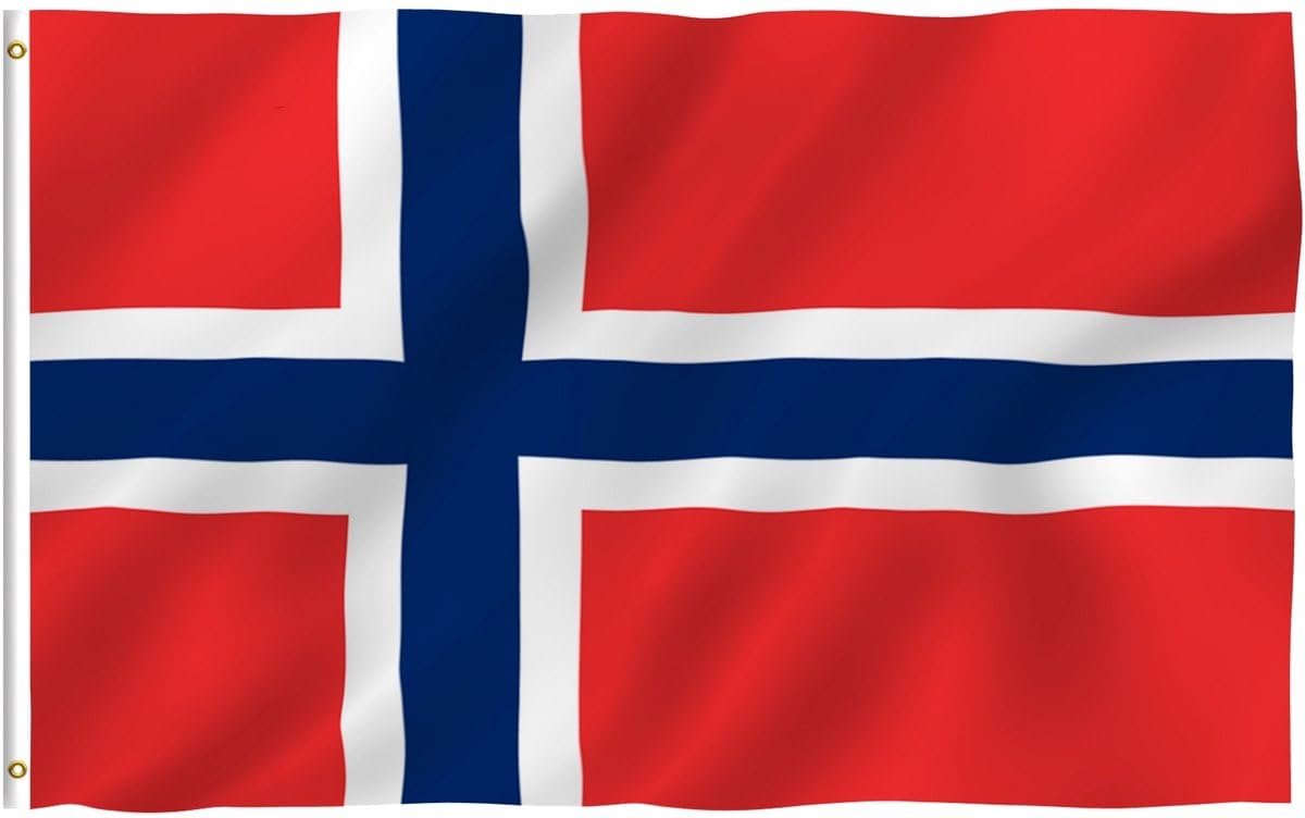 Okado Noorse Vlag – Polyester – 150 x 90 cm – Met Ophangringen
