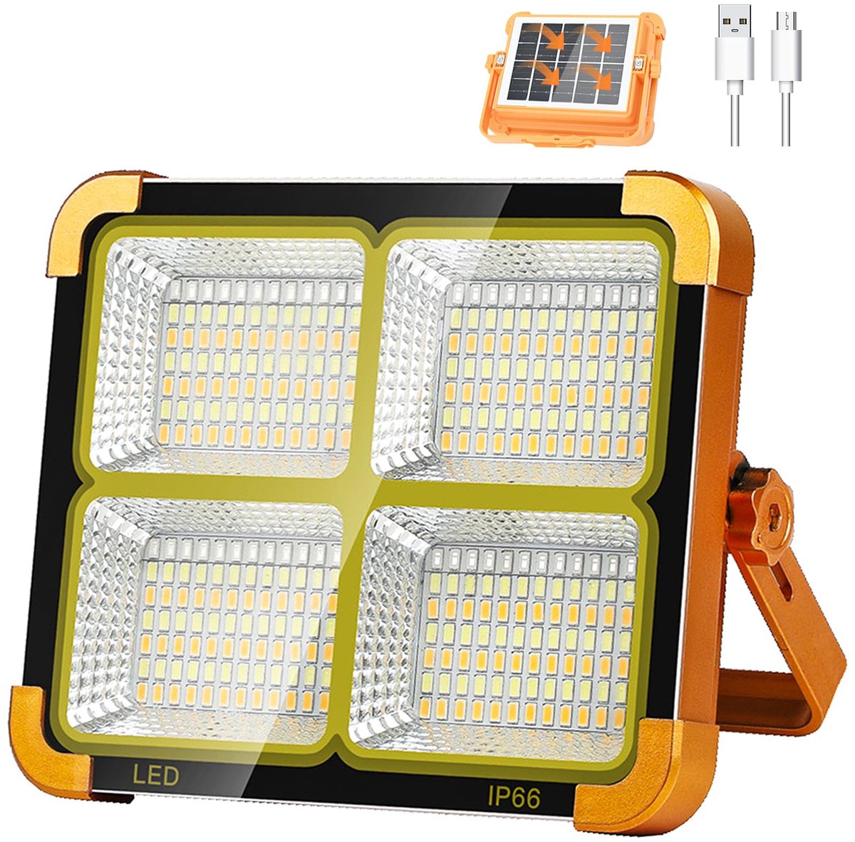 ZQX LED Oplaadbare Schijnwerper - Draagbare Werklamp met Zonne-energie & 12000mAh USB Oplaadbare 5 Verlichtingsmodi - ShopVlot