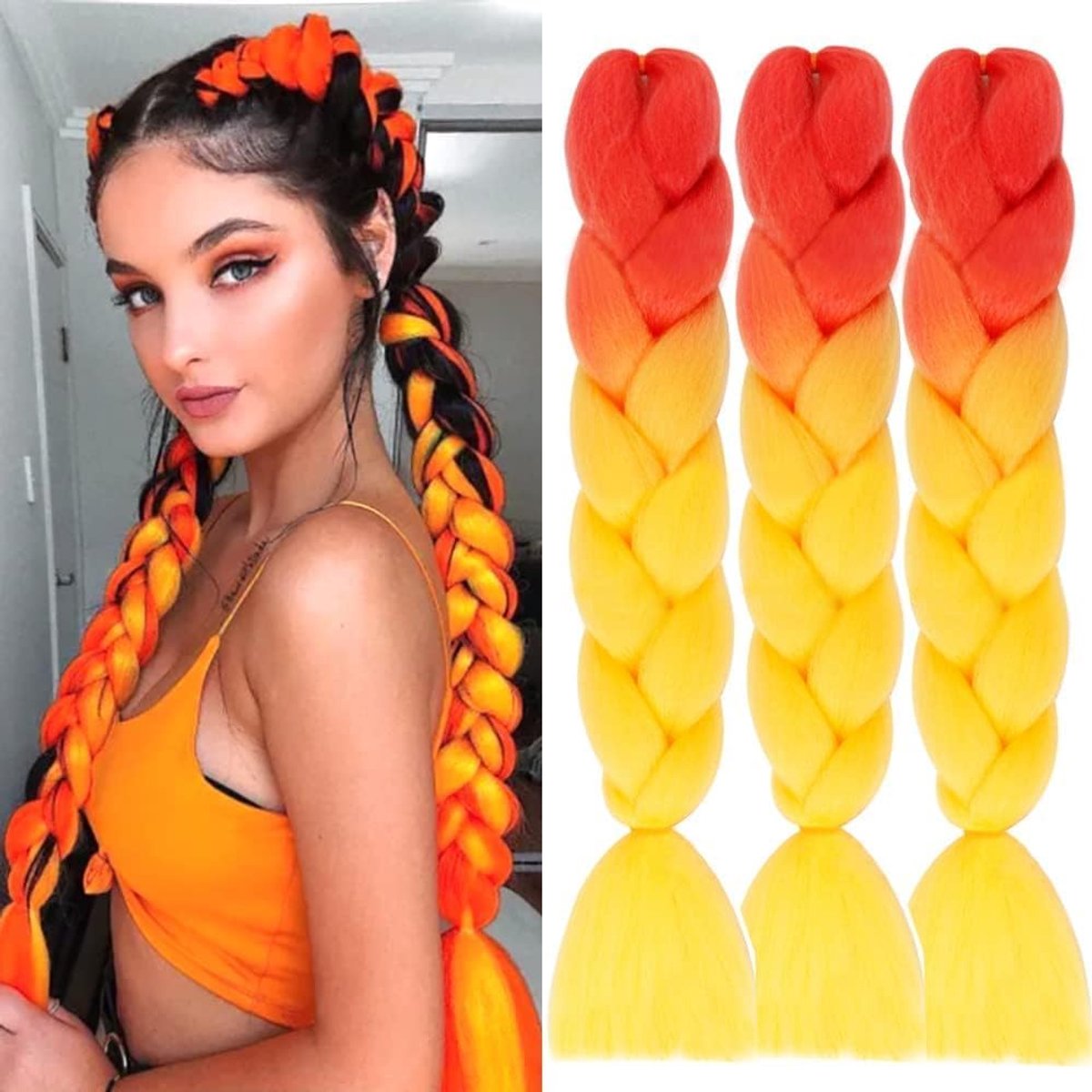 ColorfulPanda Mixed Color Braiding Extensions with Simple Synthetic Braids and Jumbo Pre-Stretched African Extensions - ShopVlot