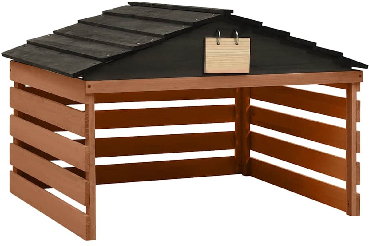 VDXL Overkapping voor grasmaaier 78x74x54 cm vurenhout zwart bruin