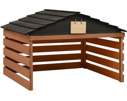 vidaXL - Overkapping - voor - grasmaaier - 78x74x54 - cm - vurenhout - zwart - bruin