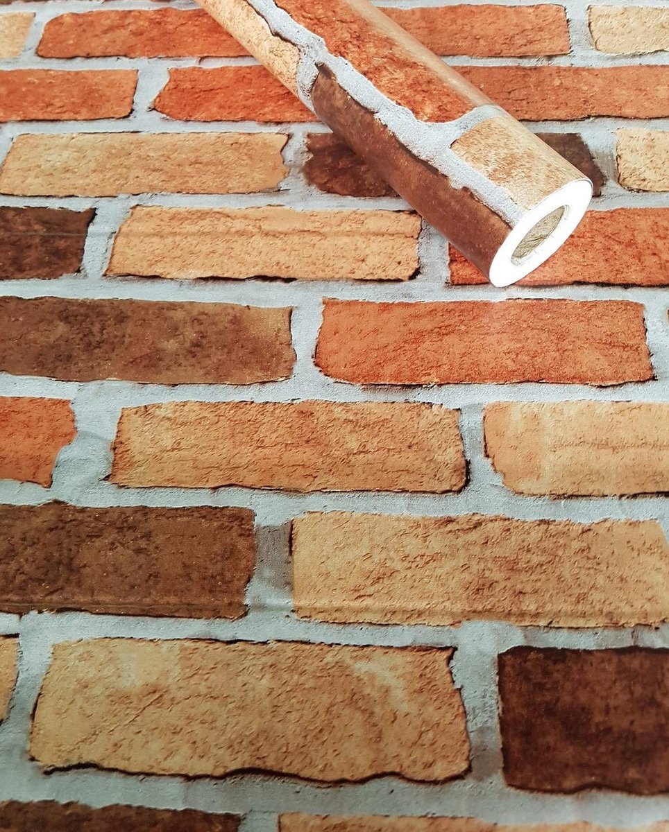 Solidchoice - Zelfklevende Behangfolie 3033 Rood Baksteen (10 m x 45 cm)