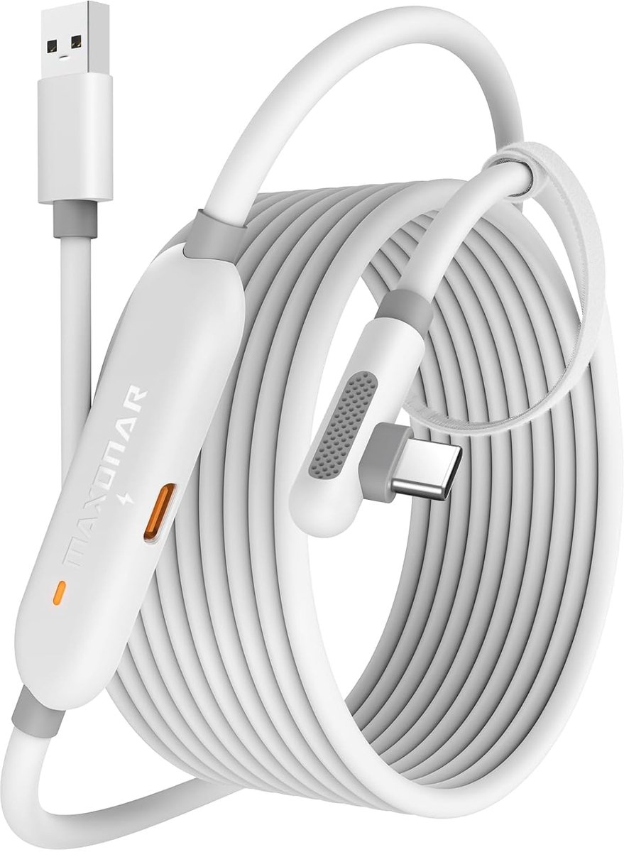 SnelShoppen - VR Oplaadkabel 16FT USB C - Compatibel met Meta Quest 3/Quest 2/Oculus en Pico 4 - 5Gbps USB 3.0, Perfect voor Gaming en PC/SteamVR - Wi