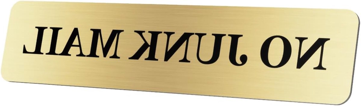 Geen Reclame Bord - Brievenbus Plaquette - Postfilter Huis - Weerbestendig Aluminium - 180 x 40 mm - Goud Metallic
