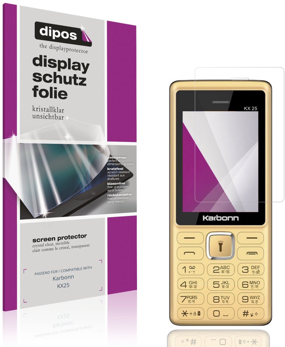 dipos – 4x Beschermfolie geschikt voor Karbonn KX25 | Krasbestendige & heldere Screenprotector Ultra-Thin