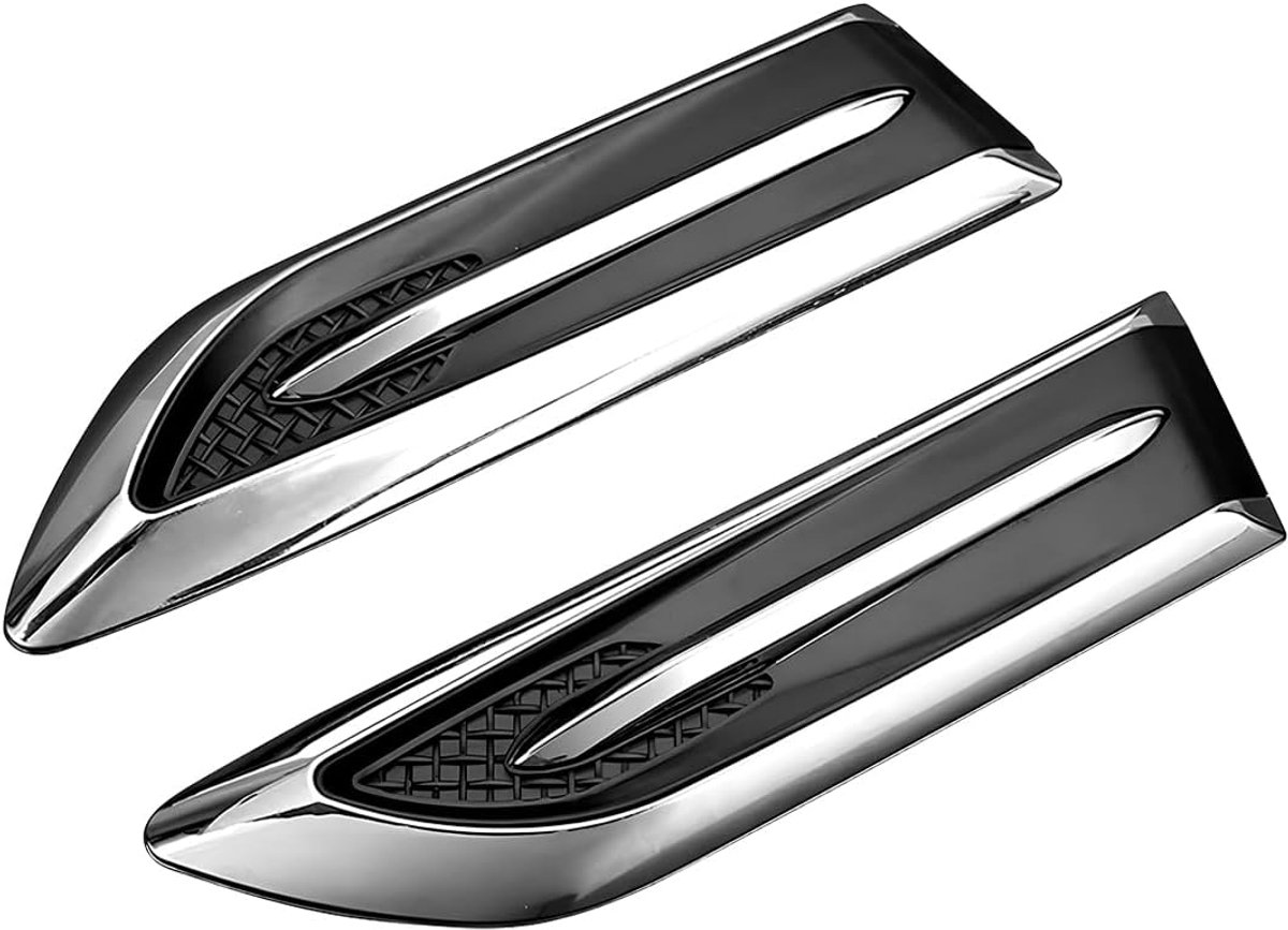 SnelShoppen - 2 Stuks Luchtstroom Mudguard Zijdecoratie Cover, Turbo Bonnet Vent Deksel, Air Flow Intake Scoop, Auto Voorkant Exterieur Fender Styling