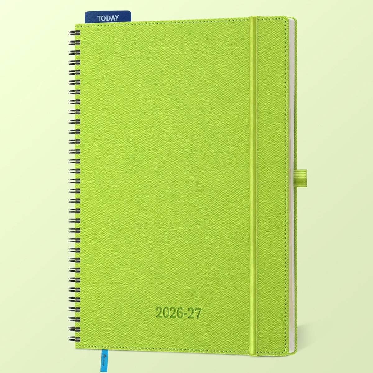 SnelShoppen - Agenda 2026 2027 - A4 Weekly Planner & Notitieboek - 18 Maanden - Horizontaal - Zacht PU Leer - 80 GSM Papier - Wasabi Kleur