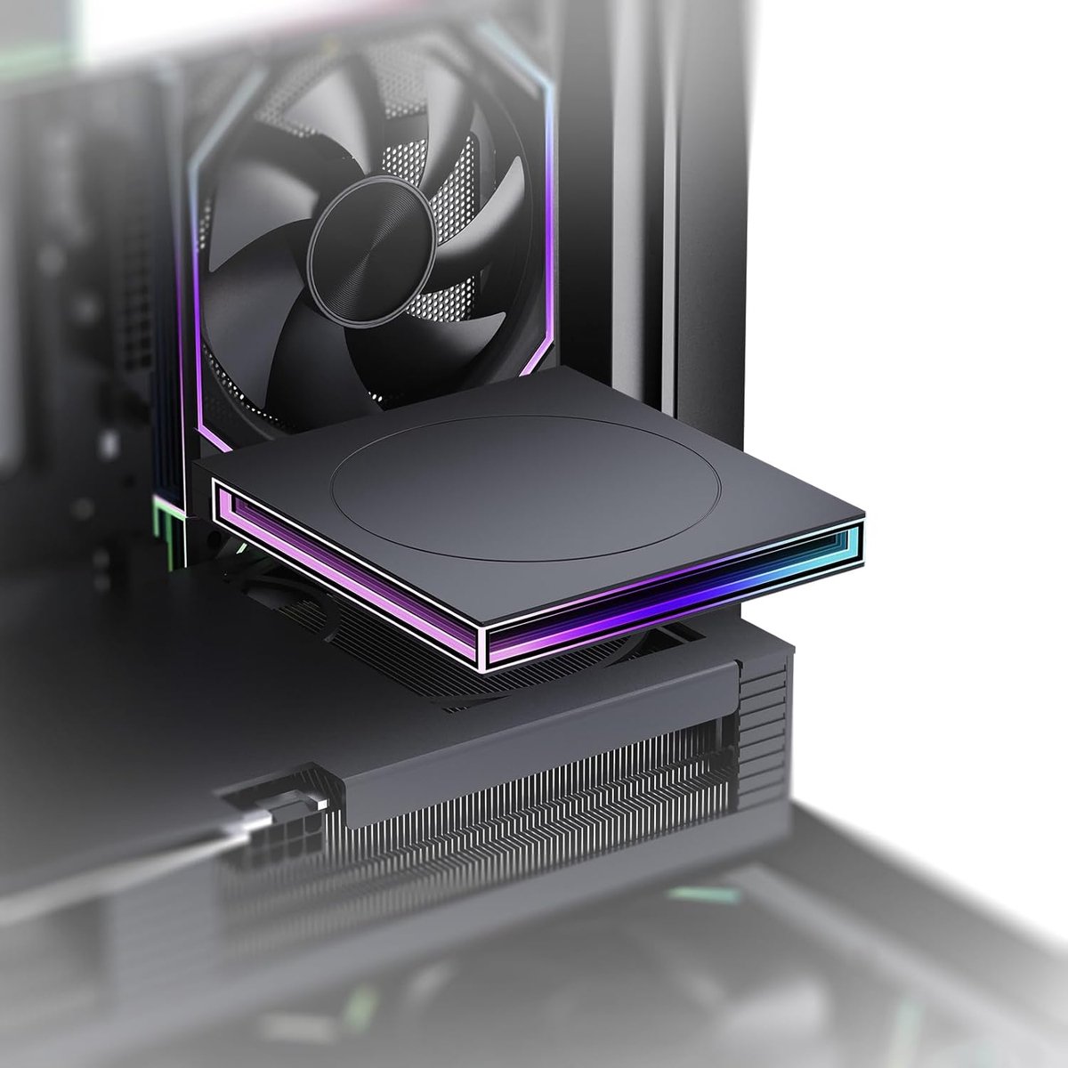 SnelShoppen - TZMRIT FS-1 PC Case Figurine Stand Shelf Holder Platform RGB PC Shelf voor Figuren Computer Accessoires Decor voor Kantoor Gaming 120mm