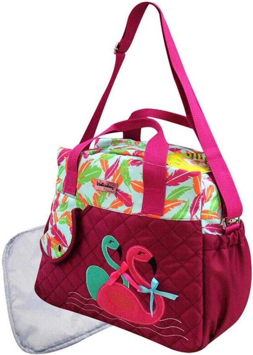 Luier Tas - Babyverzorgingstas - Dagje Uit - Waterafstotend - XL - Bordo Flamingo