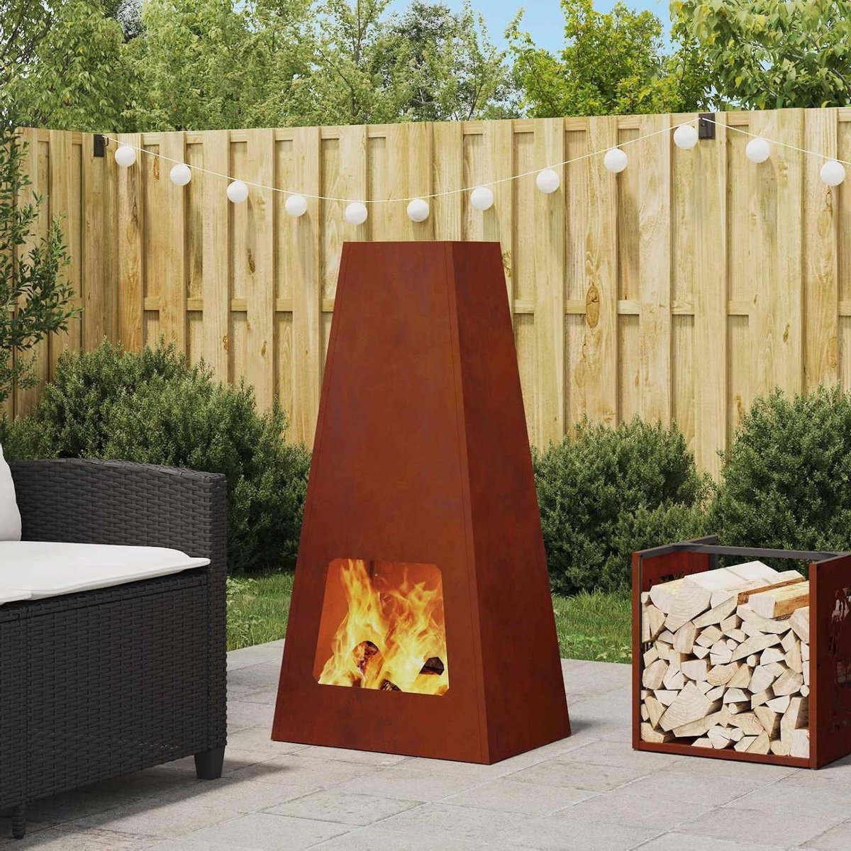 Buitenhaard - Vuurkorf Terras - Gezellige Avonden - Weerbestendig Staal - 50 x 35 x 100 cm - Bruin