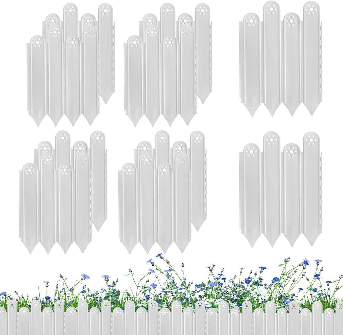 Tuin Grenshek - Bloembed Afscheiding - Landschap Creëren - No-Dig Installatie - 10 Stuks - Wit