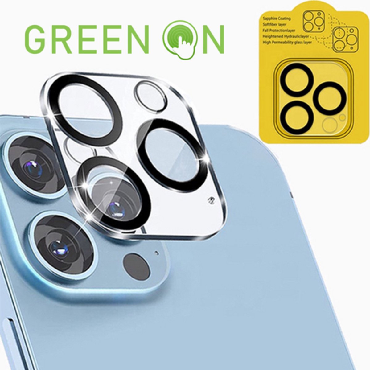 GREEN ON Camera Lens Shield geschikt voor iPhone 17 Air - 9H Gehard Glas Camerabeschermer - Transparant