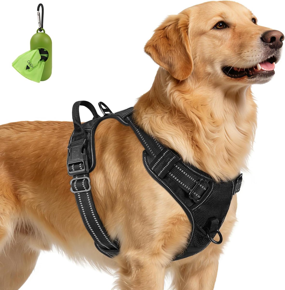 SnelShoppen - Hondenharnas voor Grote Honden, Reflecterend en Ademend, Verstelbaar No Pull Harnas met Handgreep voor Training en Wandelen, Zwart, XL