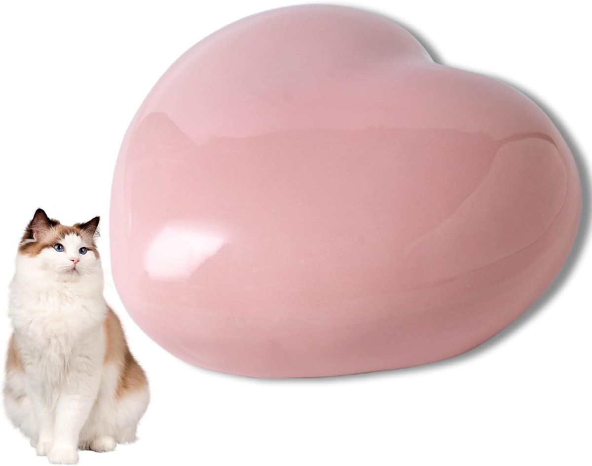 SnelShoppen - Hartvormige Keramische Urn voor Huisdier As, Kat Hond Herinneringsurn, Pet Funeral of Memorial Gift (Roze)