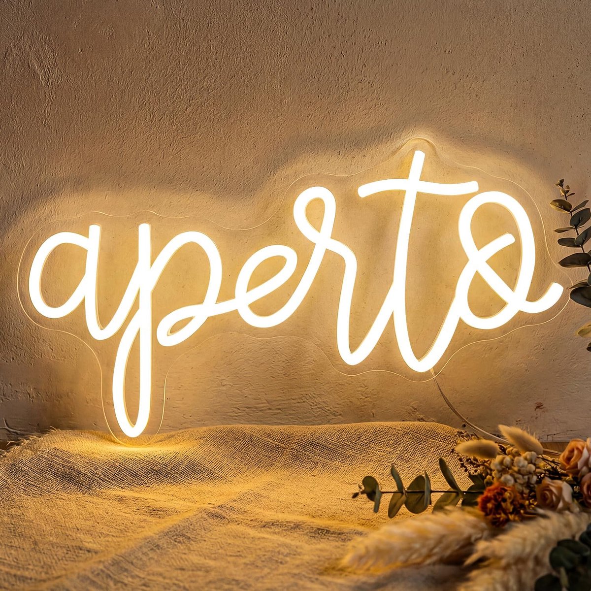 SnelShoppen - Aperto Neon Shield LED Neon Sign voor Schaufenster en Café – USB Neon Licht met Dimmer, Wanddecoratie voor Feesten, Bar, Café, en Winkel