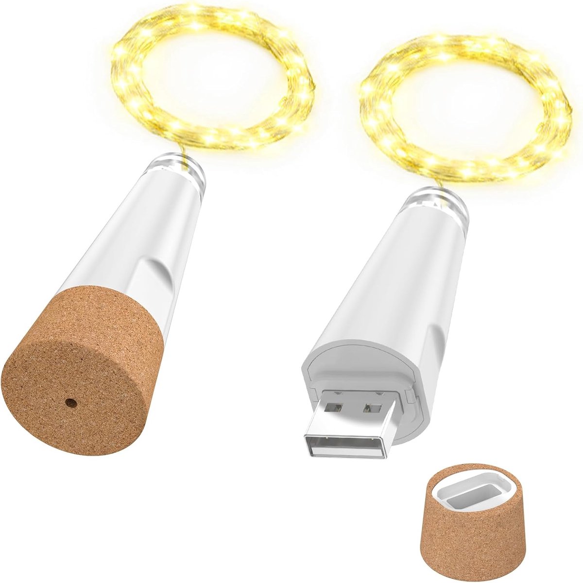 SnelShoppen - USB Oplaadbare Wijnfles Lichten met Kurk - 2024 LED Sfeerverlichting, Decoratieve String Lights voor Kerst, Feest, Bruiloft, Tuin en Bin