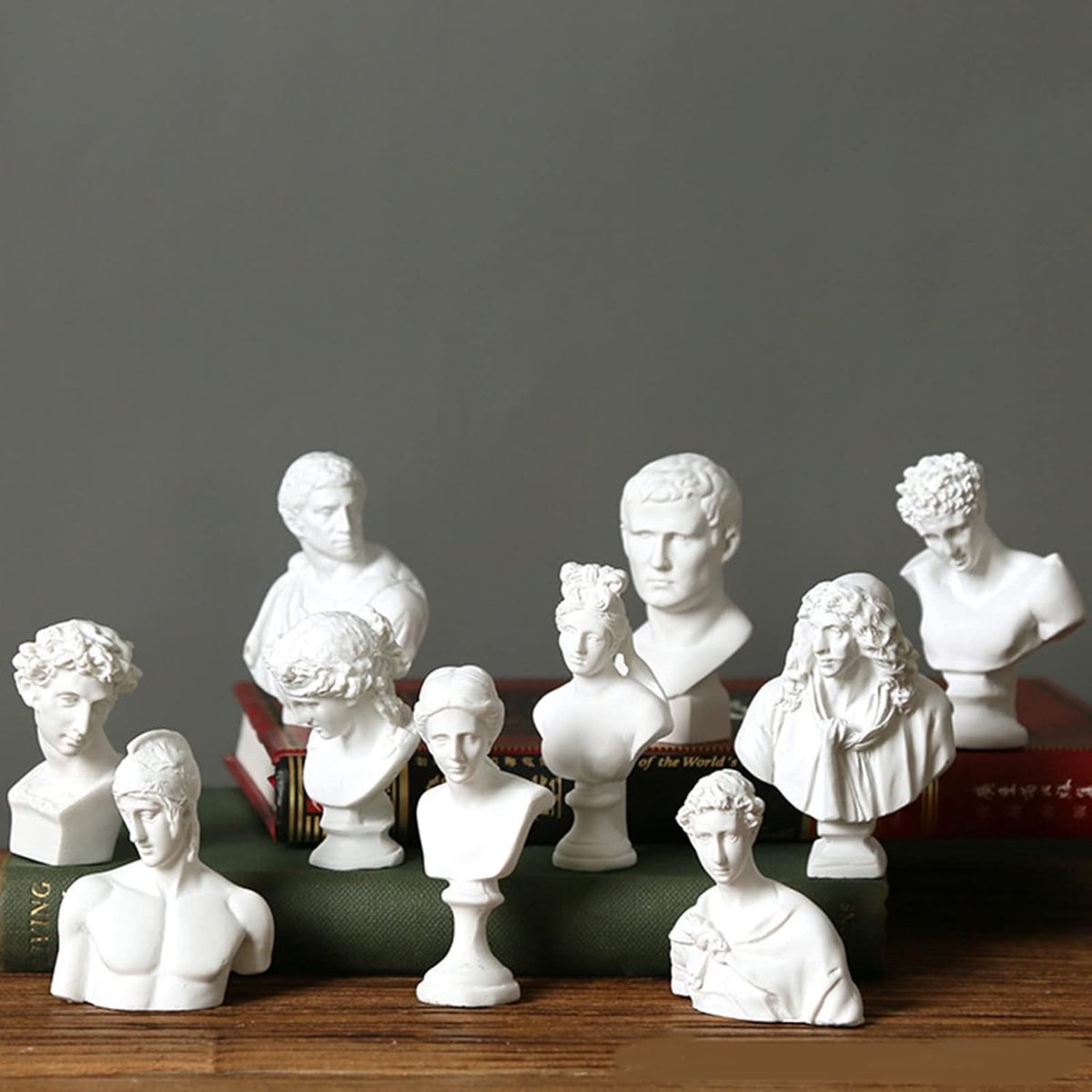 SnelShoppen - 10 Stuks Mini 6.8cm Griekse Buste Beelden, Replica Resin Sculpturen, Kleine Hoofd Beelden voor Thuis en Kantoor Decoratie, Artistieke Cr