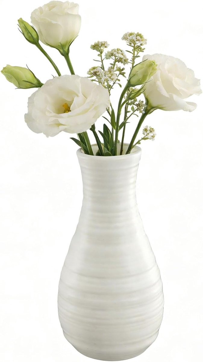 SnelShoppen - Schokbestendige Witte Plastic Vaasje Scandinavisch Modern Minimalistisch Creatief voor Bloemarrangementen Thuis Decoratie, Woonkamer en
