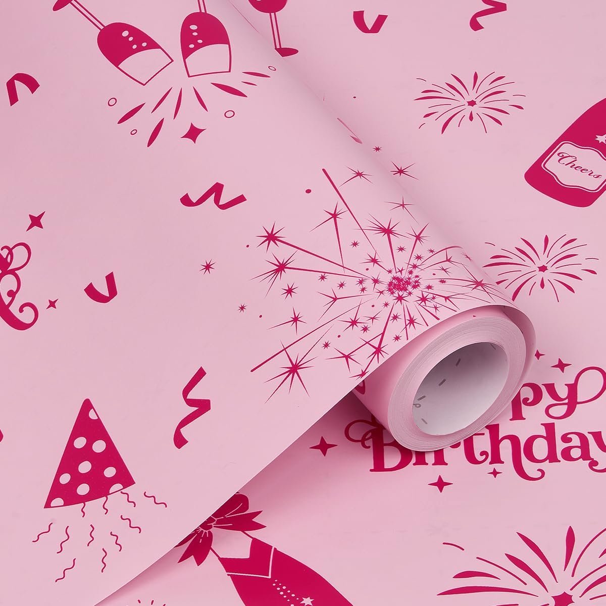 SnelShoppen - Roze Cadeaupapier Rol 43cm x 10m - Recyclebaar Verpakking voor Verjaardagscadeaus - Hoogwaardige Cadeauverpakking voor Feesten, Kinderen