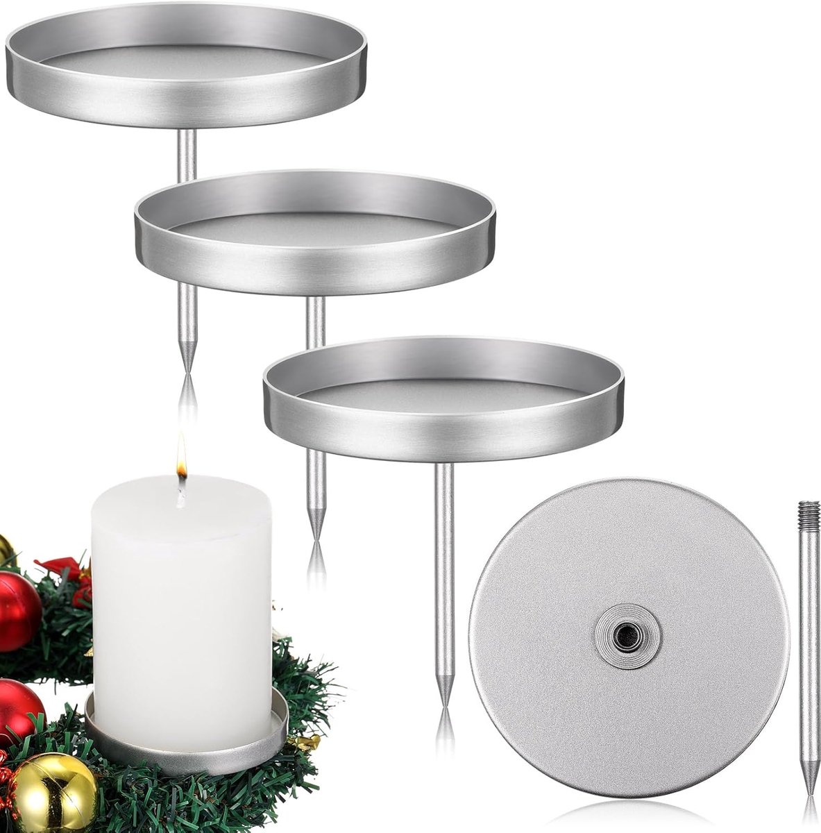 SnelShoppen - Nuenen 4 Kaarsenhouders voor Adventskrans, Verstelbare Kaarsenstandaard, Theelichthouder 8.5 cm, Decoratieve Kaarsenhouder voor Feestdag