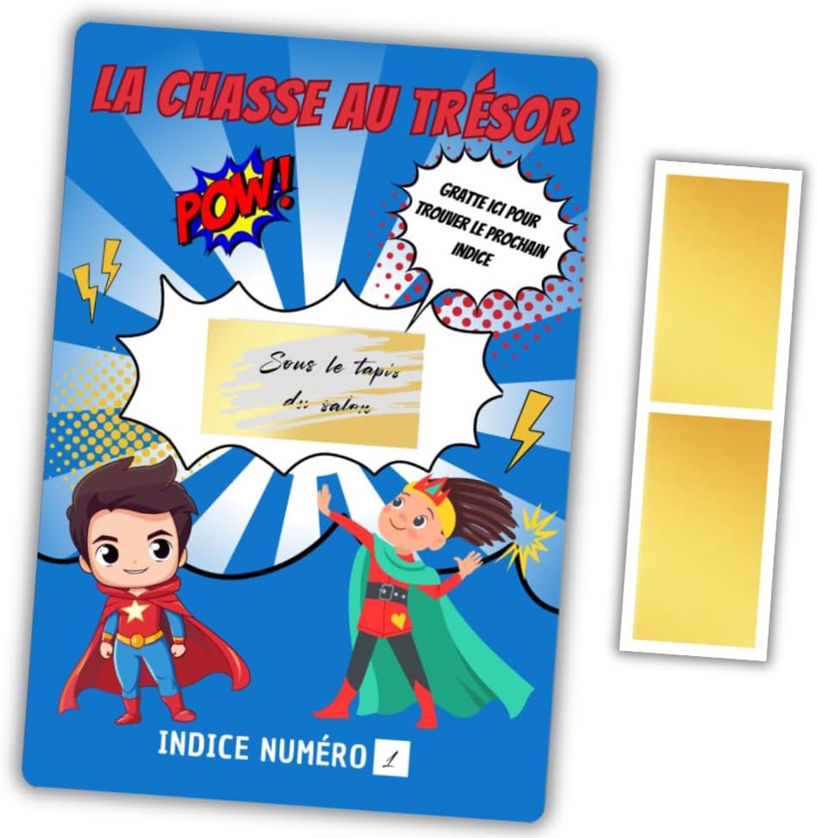 SnelShoppen - Schatzoektocht voor Verjaardagsfeest - Superheldenthema - 10 Aanpasbare Kaarten + 10 Krab Tablets - Indoor & Outdoor Activiteit voor Kin