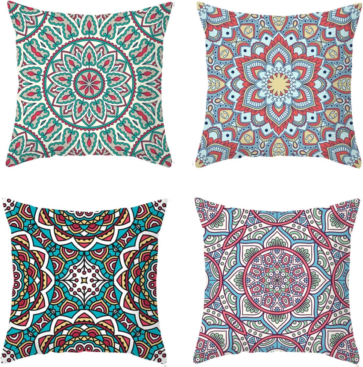 SnelShoppen - Set van 4 Decoratieve Kussenhoezen 45x45cm met Onzichtbare Rits voor Bank, Bed en Hoofdkussen - Zachte en Milieuvriendelijke Katoenlook