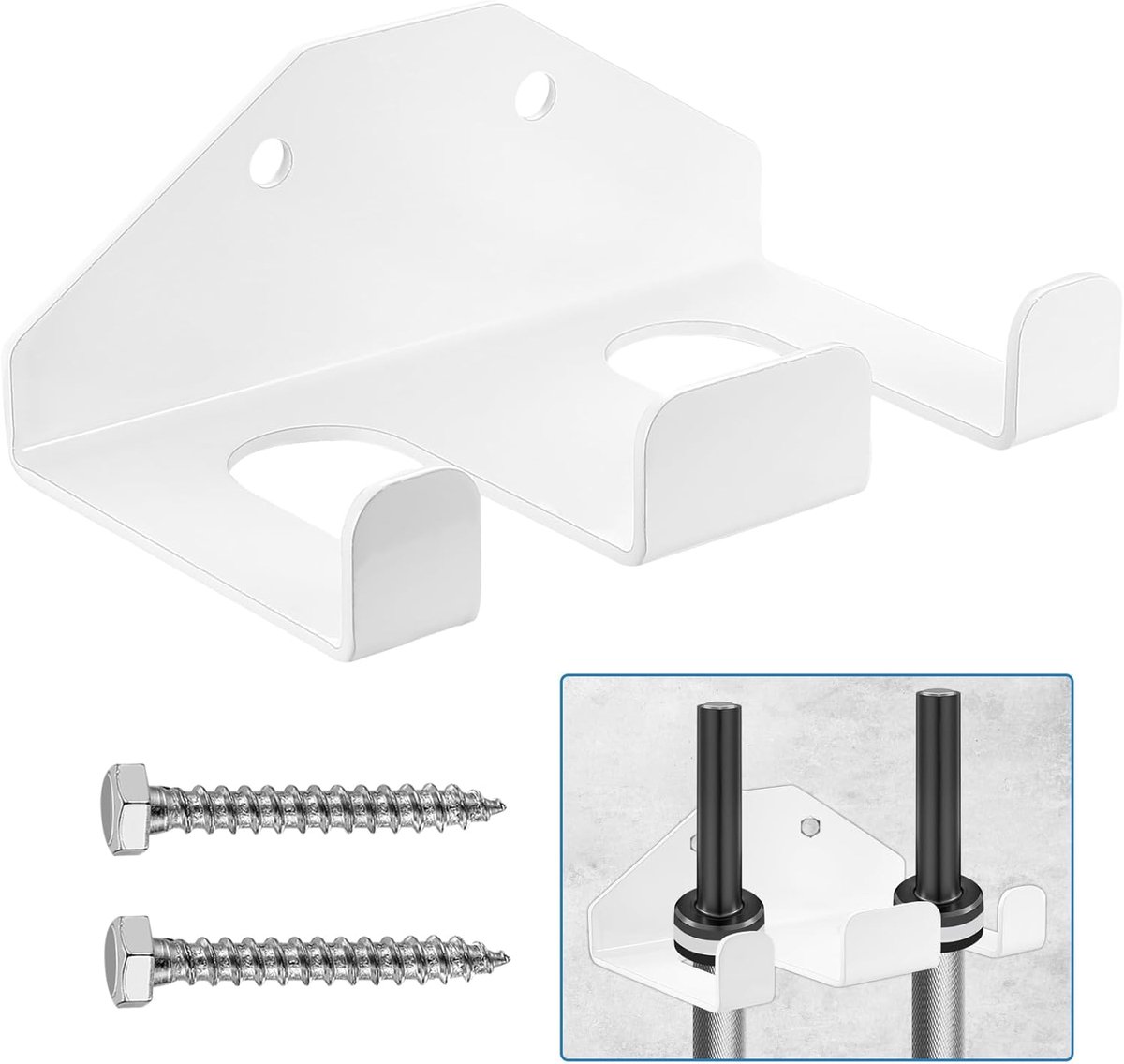 SnelShoppen - Voor Olympische Barbell Houder, Verticale Wandgemonteerde Barbell Opslag Rack Beugels Haken voor Thuis Fitness Apparatuur Garage Gym Acc
