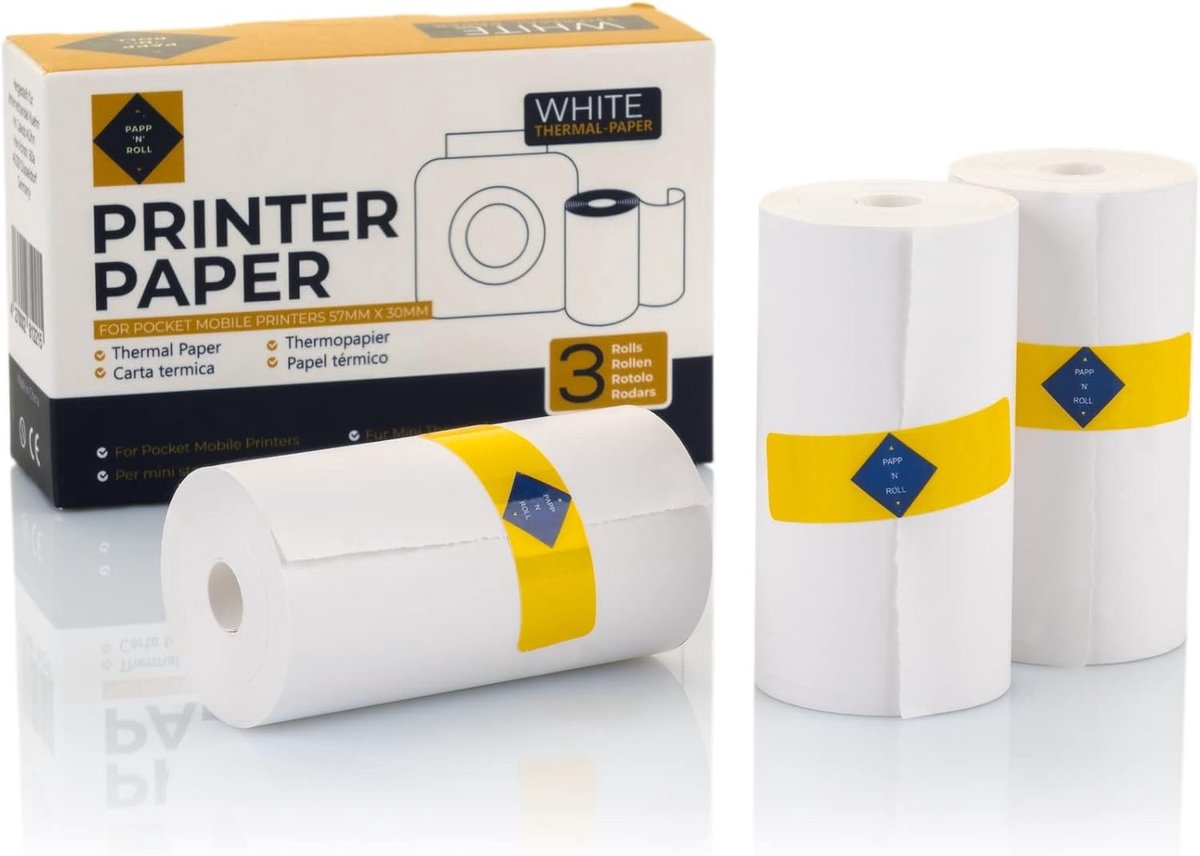 SnelShoppen - Papp'n'Roll Thermisch Papier voor Kinderen en Mini Printers - 57x30 mm - Geschikt voor KidiZoom, Paperang P1, Poooli - Milieu-vriendelij