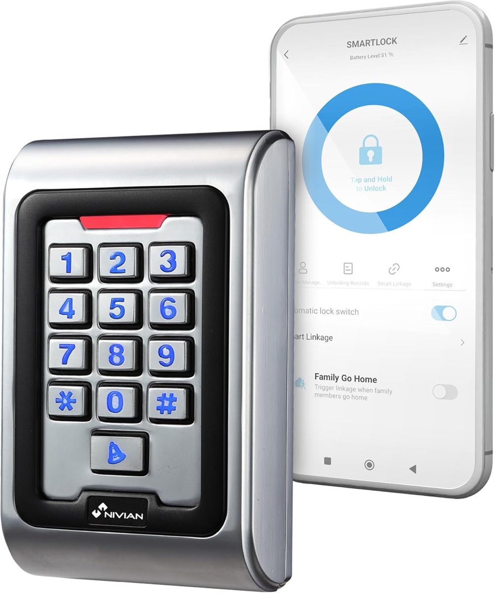 SnelShoppen - Toegangscontrole Systeem - EM Kaarttoegang, PIN, App, Wifi, Wiegand 26, Relaisuitgang, Tijdbeheer met Tuya Smart App