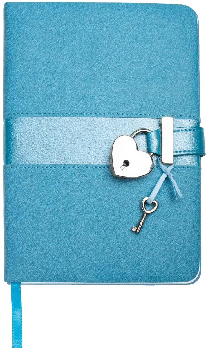 SnelShoppen - Tageboek Matt & Shiny Blau met Slot en Sleutel - Perfect voor Kinderen, Scholen en Creatieve Projecten - Luxe en Veilig Schrijven - 100