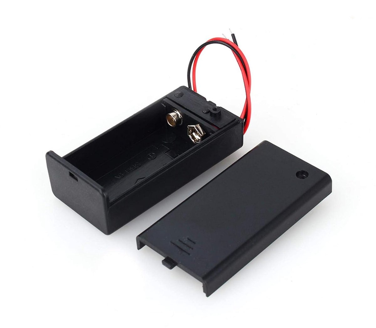 SnelShoppen - 9V Volt PP3 Batterij Houder Box met Draad en ON/OFF Schakelaar - Stevige DC Case voor Standaard 9V Batterijen - Ideaal voor Elektronisch