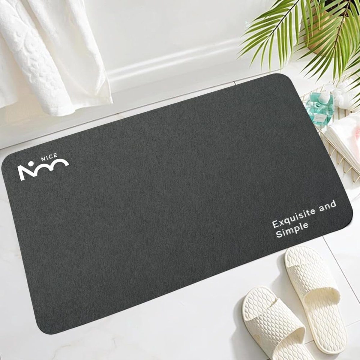 SnelShoppen - Snel Droog Badmat JynxtoyZeal Rectangulaire Antislip Mat Minimalistisch Grijs Vloerkleed Schimmelbestendig Diatomiet Aarde Voor Badkamer