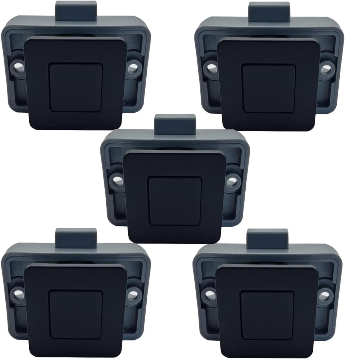 SnelShoppen - RV Metalen Drukknop Kastsloten, Vierkante Cabinet Locks voor Campers, Caravans, Jachten, Boten, Sleutelloze Sloten, Zwart, 5 Stuks