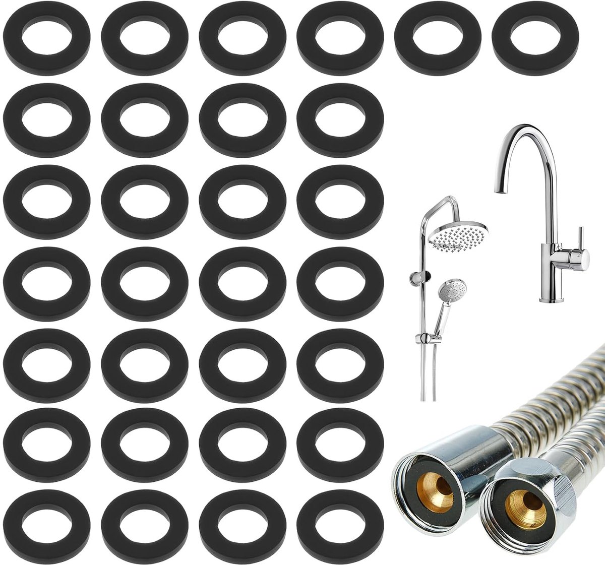 SnelShoppen - 30 Stuks O Ringen Sealing Washers 19mm voor Douchekop, Rubberen Wassers voor Douche Slang en Wateraansluitingen, Perfect voor Loodgieter